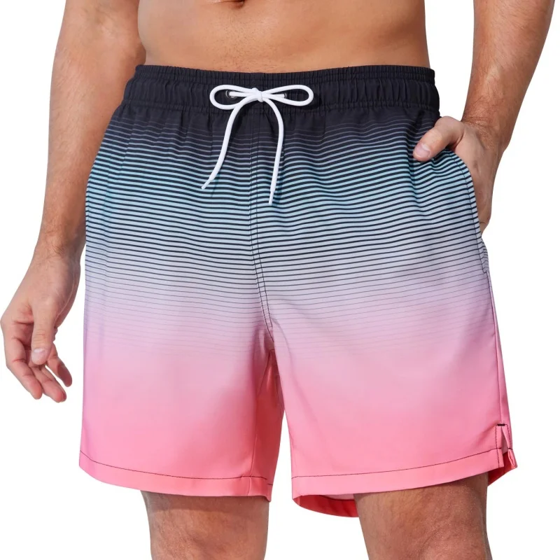 Trunks Board Surf - Trendy Ombre gestreepte grafische zwembroek voor