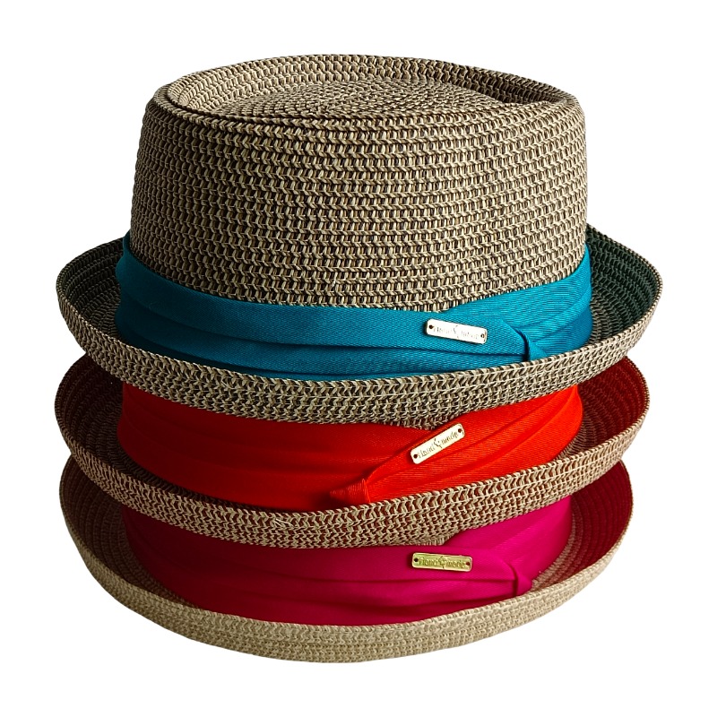 Bucket Hat Straw - Heren Pork Pie Hoed Drievoudig gevouwen