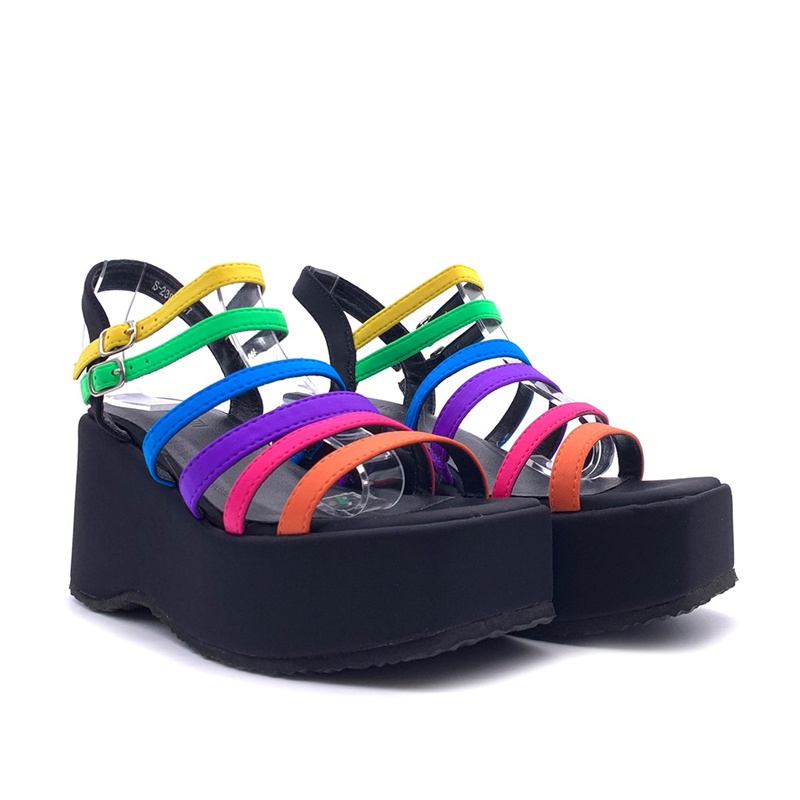 Casual Sandal Leather - Smalbandige sandalen in gemengde kleuren, sexy