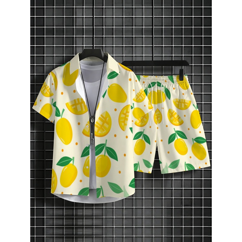 Herenset van linnenprint, shir - Short Linen Drawstring recensie en prijs